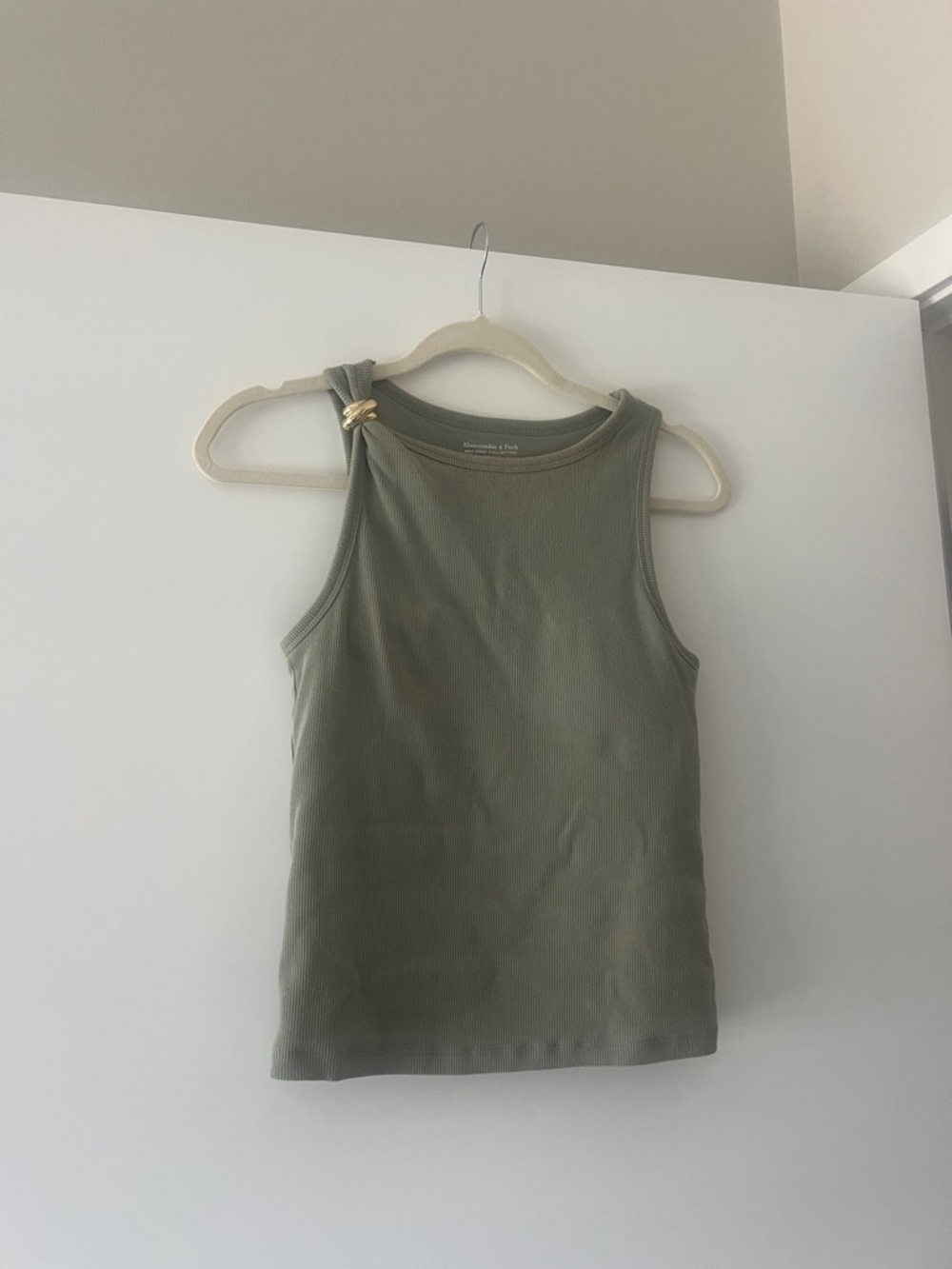 One Shoulder Tank Top in Olive Green Bra free